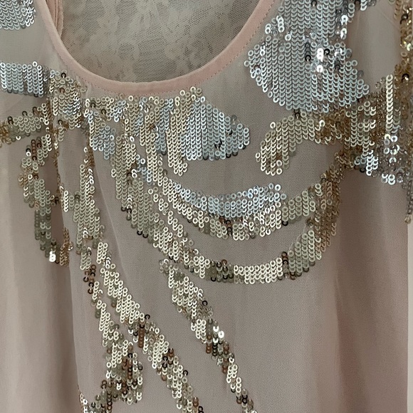 Express | Blush Sheer Chiffon Sequin Tank | Sz XS - Picture 7 of 10